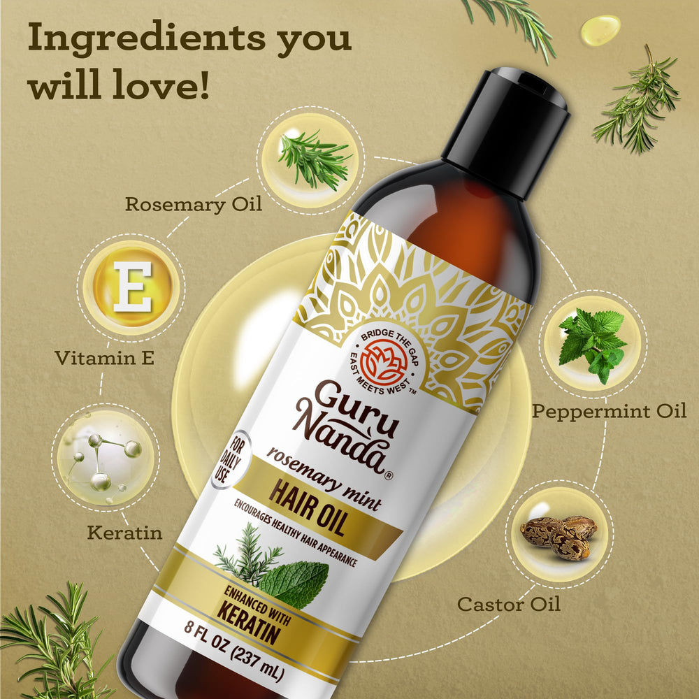 GuruNanda oil pouring close-up highlighting smooth texture and moisturizing action