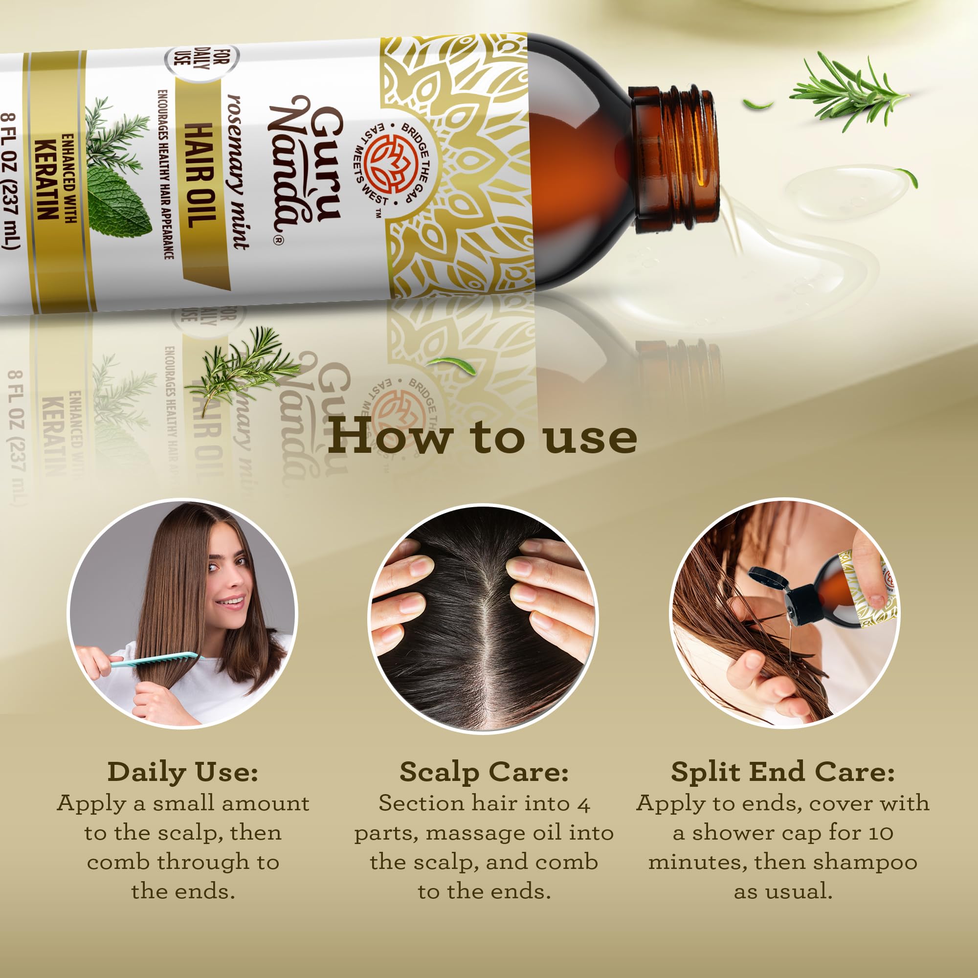 GuruNanda oil texture on hand demonstrating lightweight feel and easy absorption