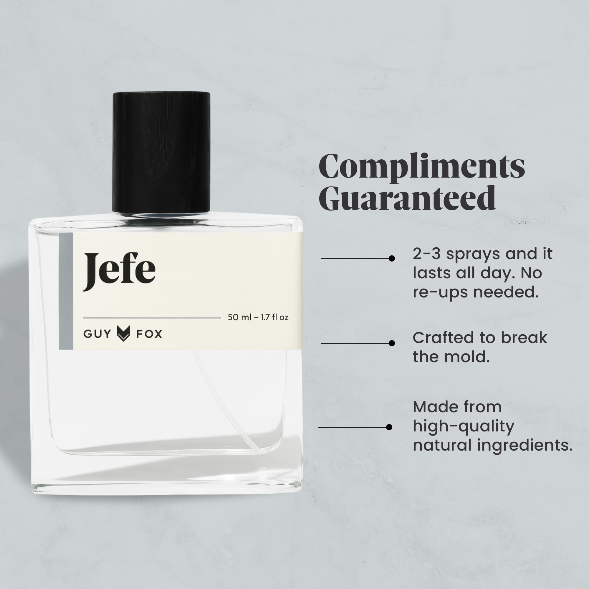 GUY FOX Jefe 1.7 fl oz next to wallet for scale and everyday convenience