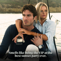GUY FOX Jefe worn at sunset beach scene conveying fresh aquatic confidence