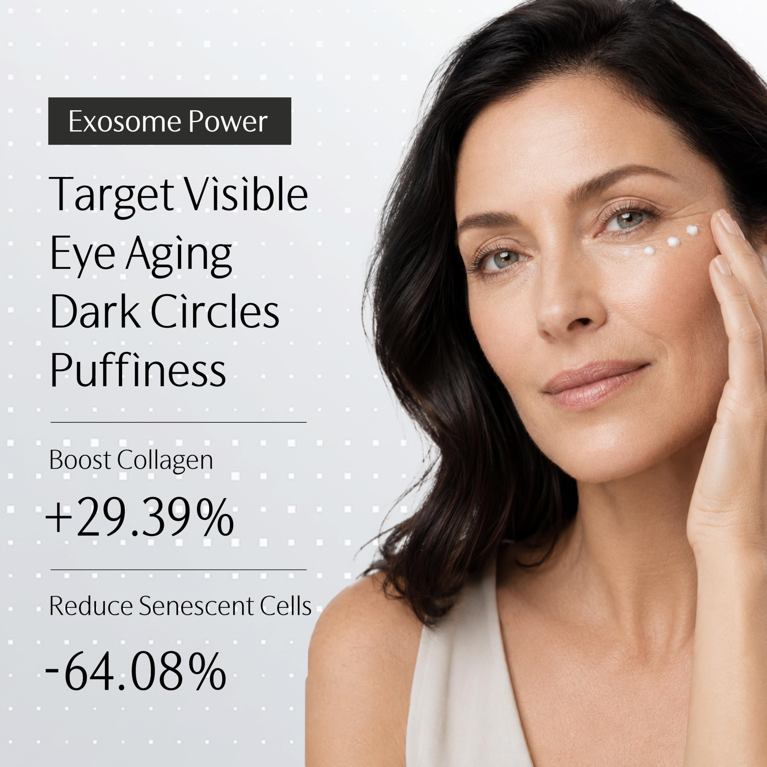 GUYU demonstration of cream applied under eye reducing puffiness