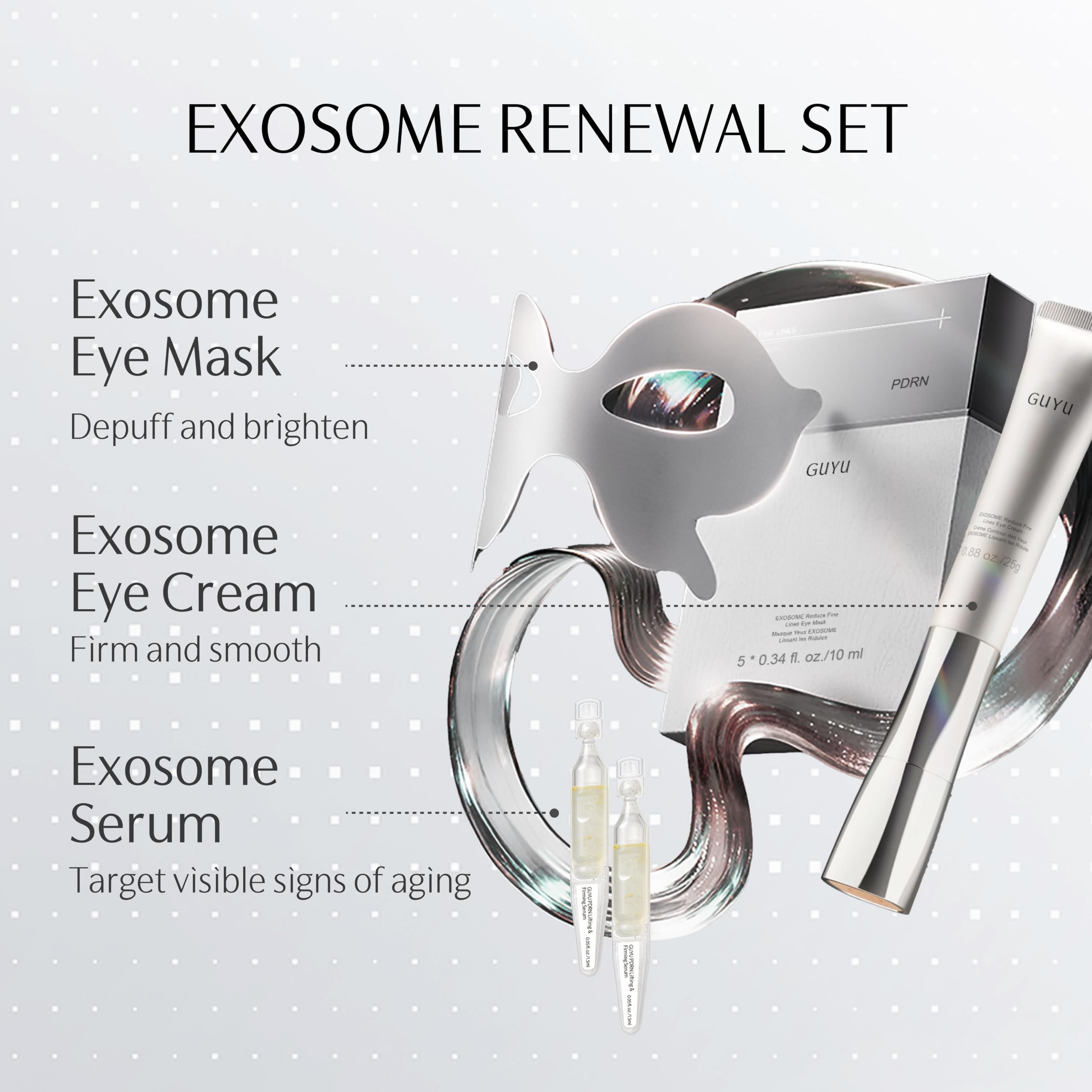 GUYU cream with eye mask and serum showing layered treatment boost