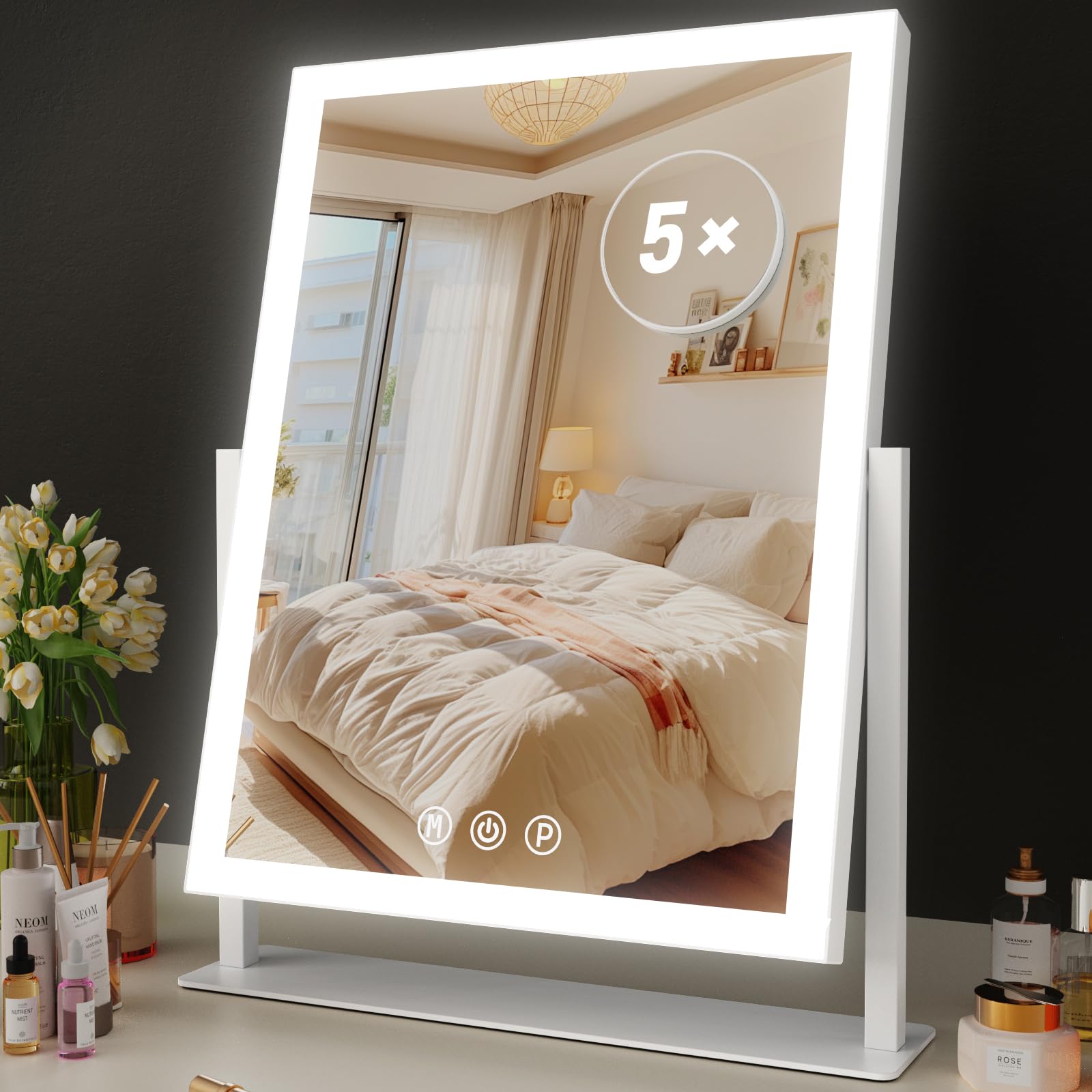 Gvnkvn front view mirror showing full-face benefit with bright even lighting
