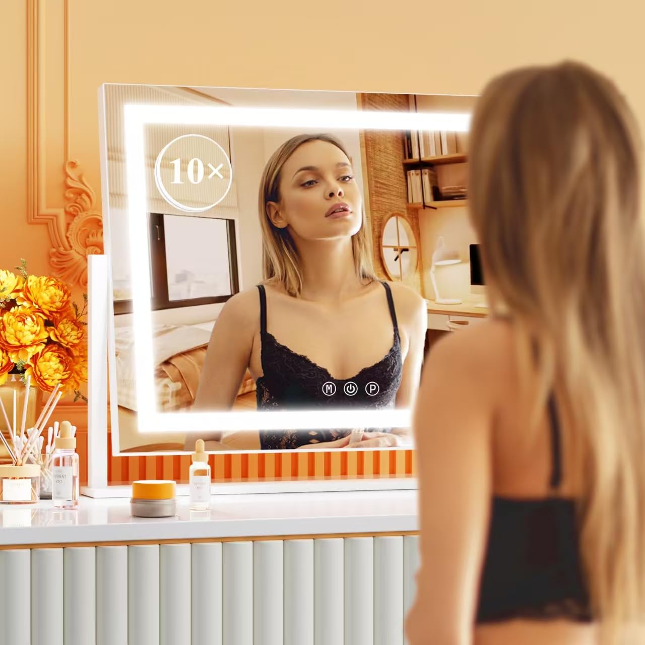 Gvnkvn mirror on bedroom vanity styled for makeup with improved visibility benefit