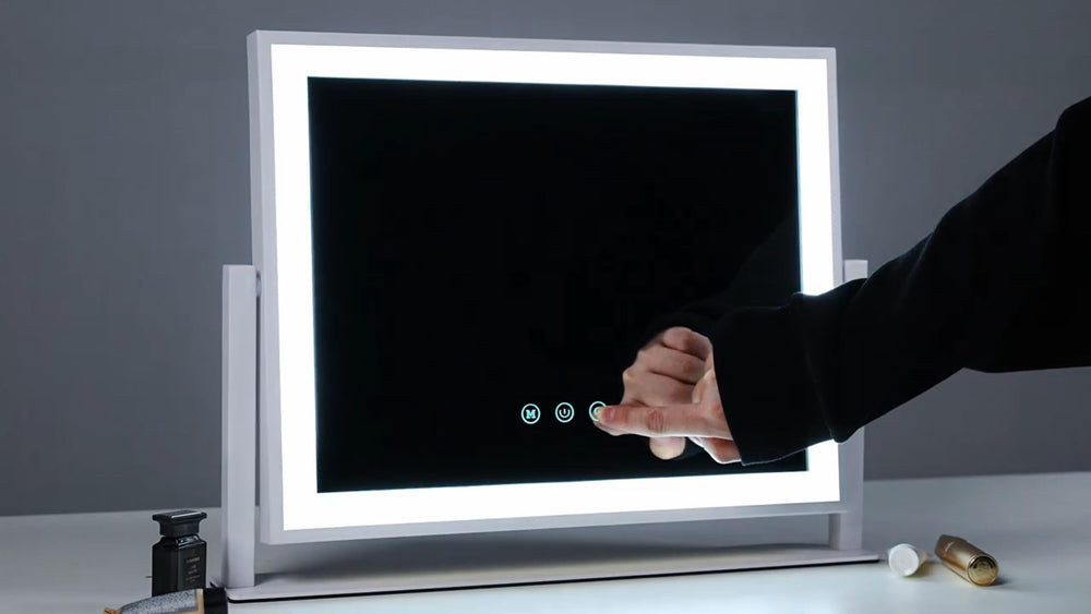 Gvnkvn vanity setup with mirror showing real-life grooming convenience