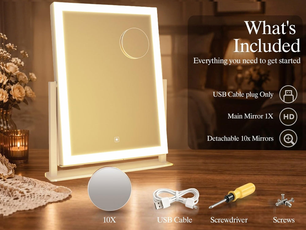 Gvnkvn mirror next to common items showing 17.2x13.6 inch scale and coverage