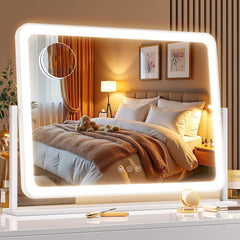 Gvnkvn front view showing full illuminated vanity mirror and bright reflection