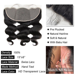 GYAJEP close-up of transparent swiss lace hairline for seamless blend