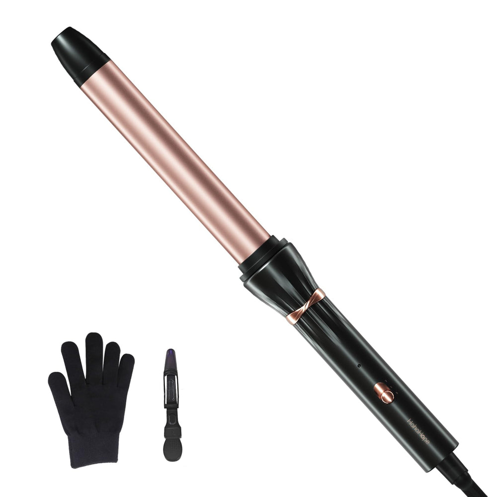 hahahope front-angle curler showing ergonomic handle and long barrel for easy styling