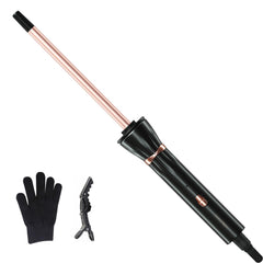 hahahope front view of curling wand showing slim barrel and handle for precise styling