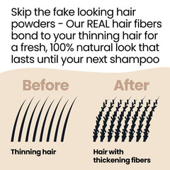 Hair Illusion before and after crown showing fuller-looking hair instantly