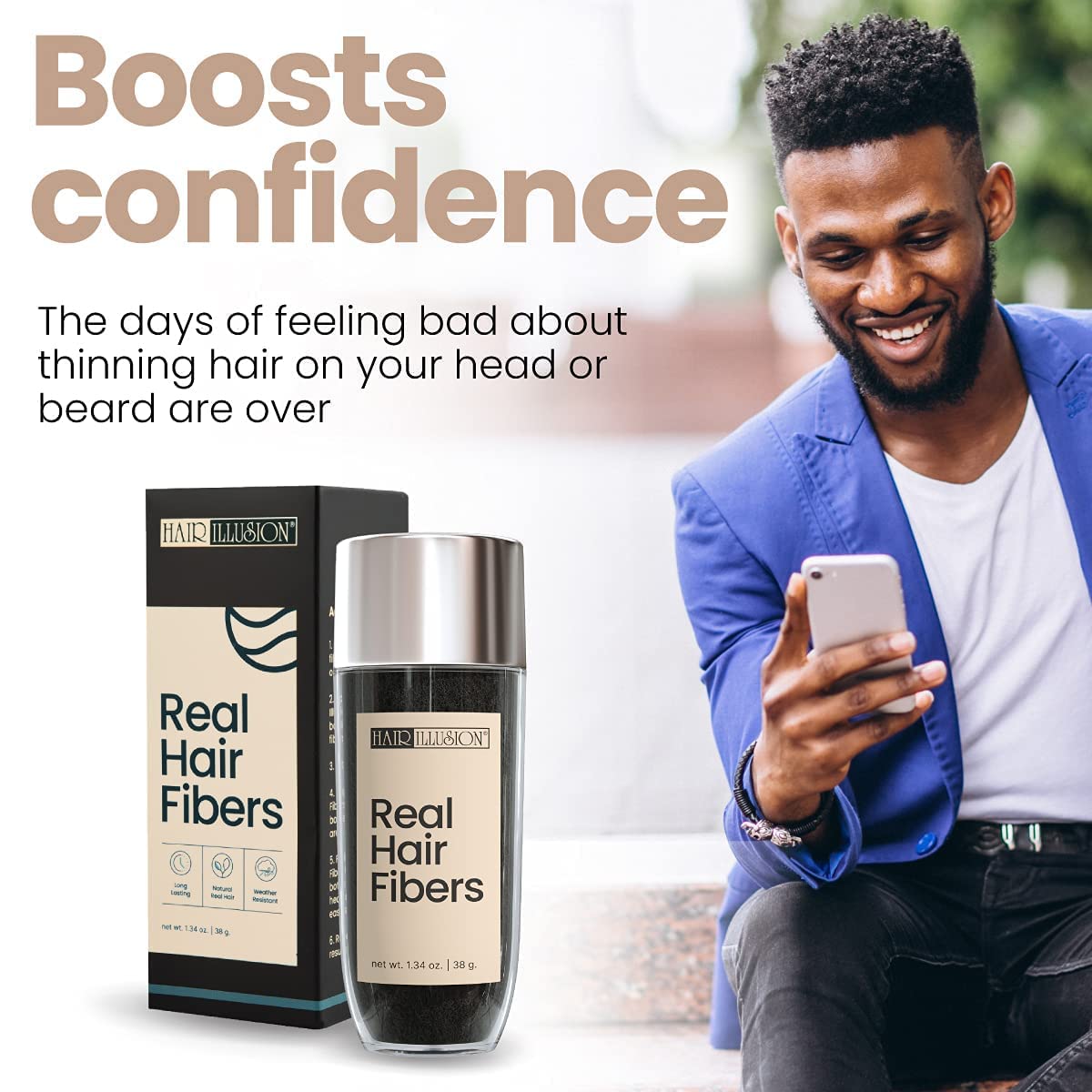 Hair Illusion close-up of real hair fiber texture blending naturally