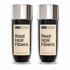 Hair Illusion front packaging showing two 38g bottles and product label benefit