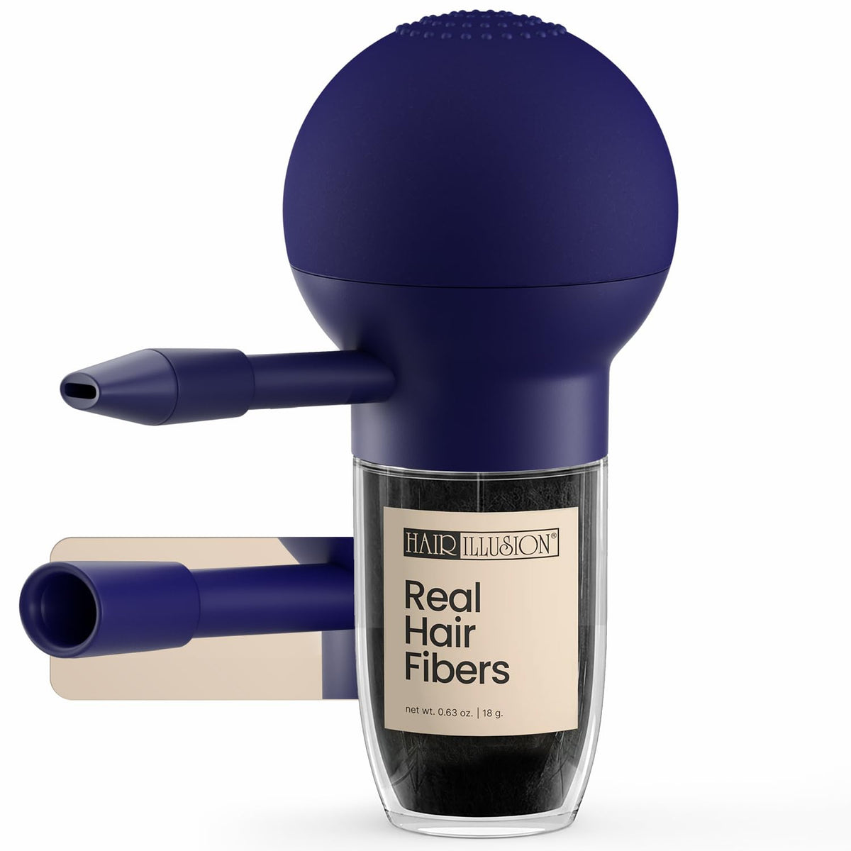 Hair Illusion front view showing compact applicator and ergonomic grip benefit
