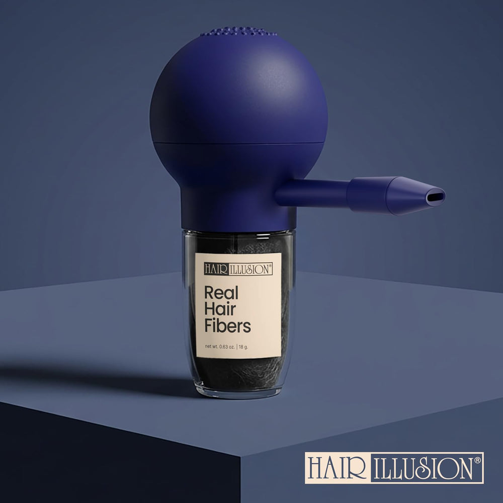 Hair Illusion staged packaging in lifestyle setting showing ready-to-use convenience benefit