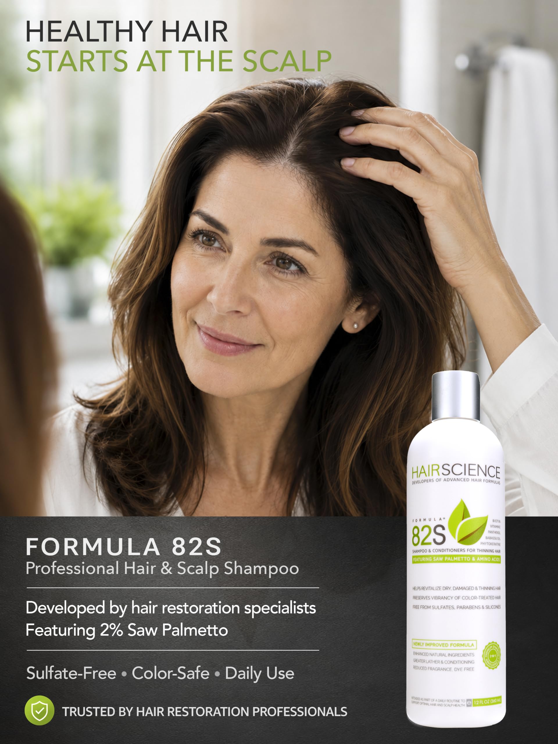 Hair Science back label with ingredients list and usage guidance