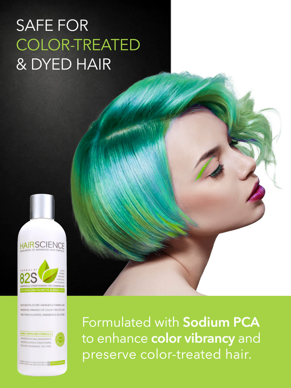 Hair Science bottle staged on bathroom shelf conveying daily routine