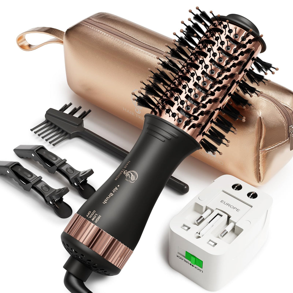 Hair trends front view travel brush showing compact design and quick styling