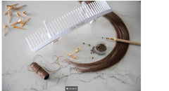 Hair Works ULTRA mounted in a salon holding multiple bundles for efficient professional styling