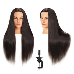 HAIRGINKGO front view mannequin head showing full-length hair for styling practice