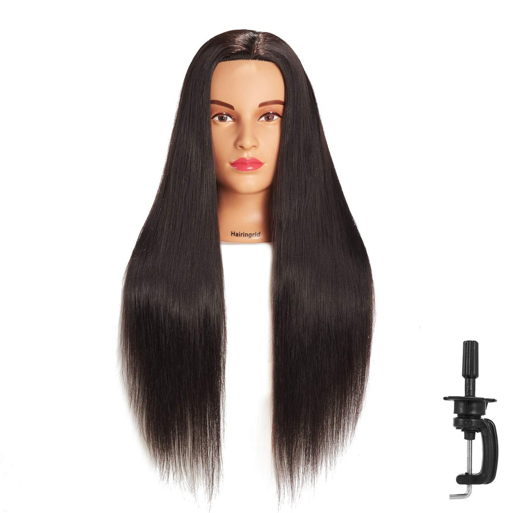 Hairingrid front view of mannequin head showing full hairstyle and stable pose