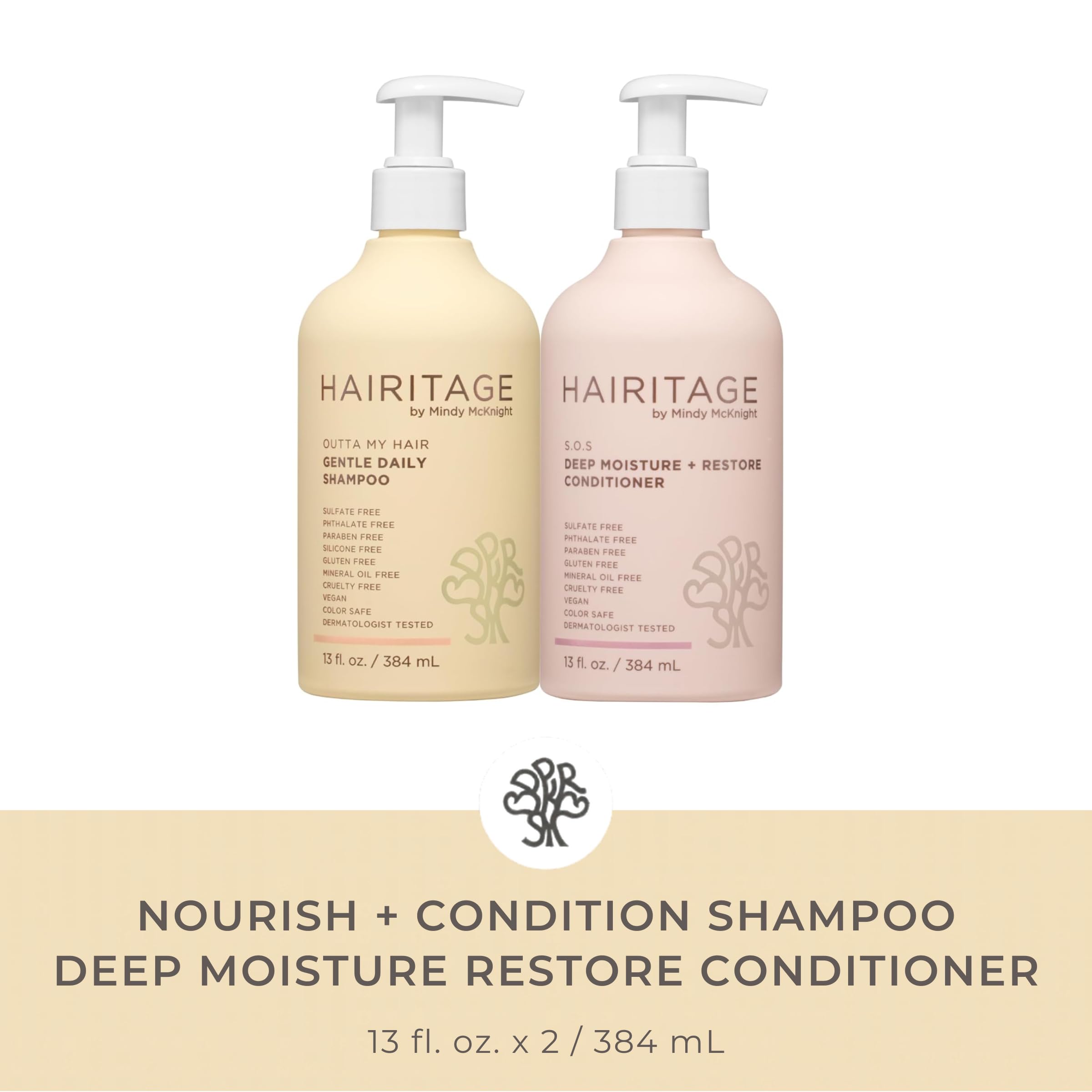 Hairitage shampoo pump closeup for easy daily dispensing benefit