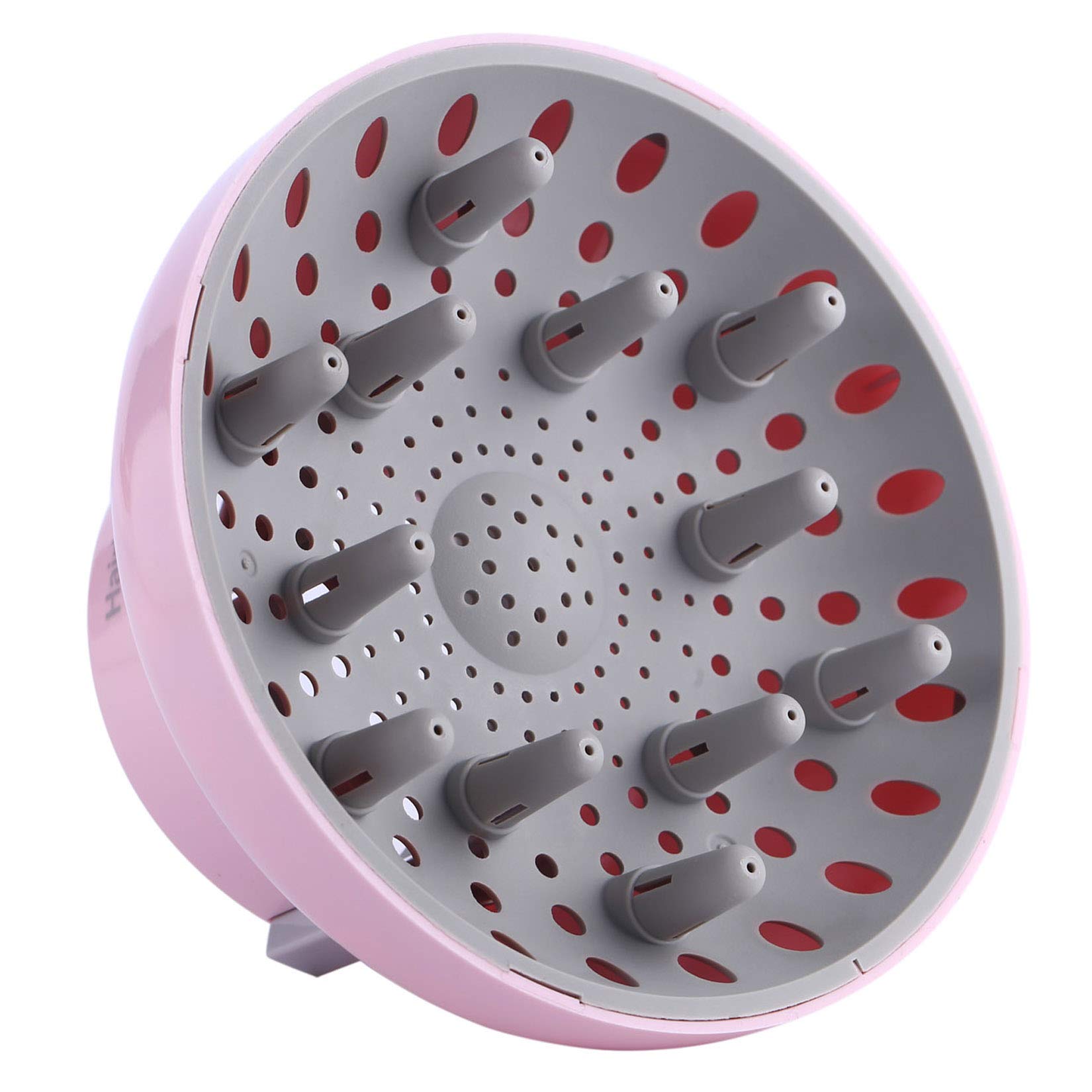 Hairizone pink diffuser front view showing wide coverage and quick drying benefit