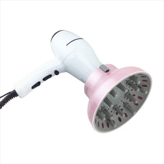 Hairizone diffuser attached to hair dryer showing compatibility and scale benefit