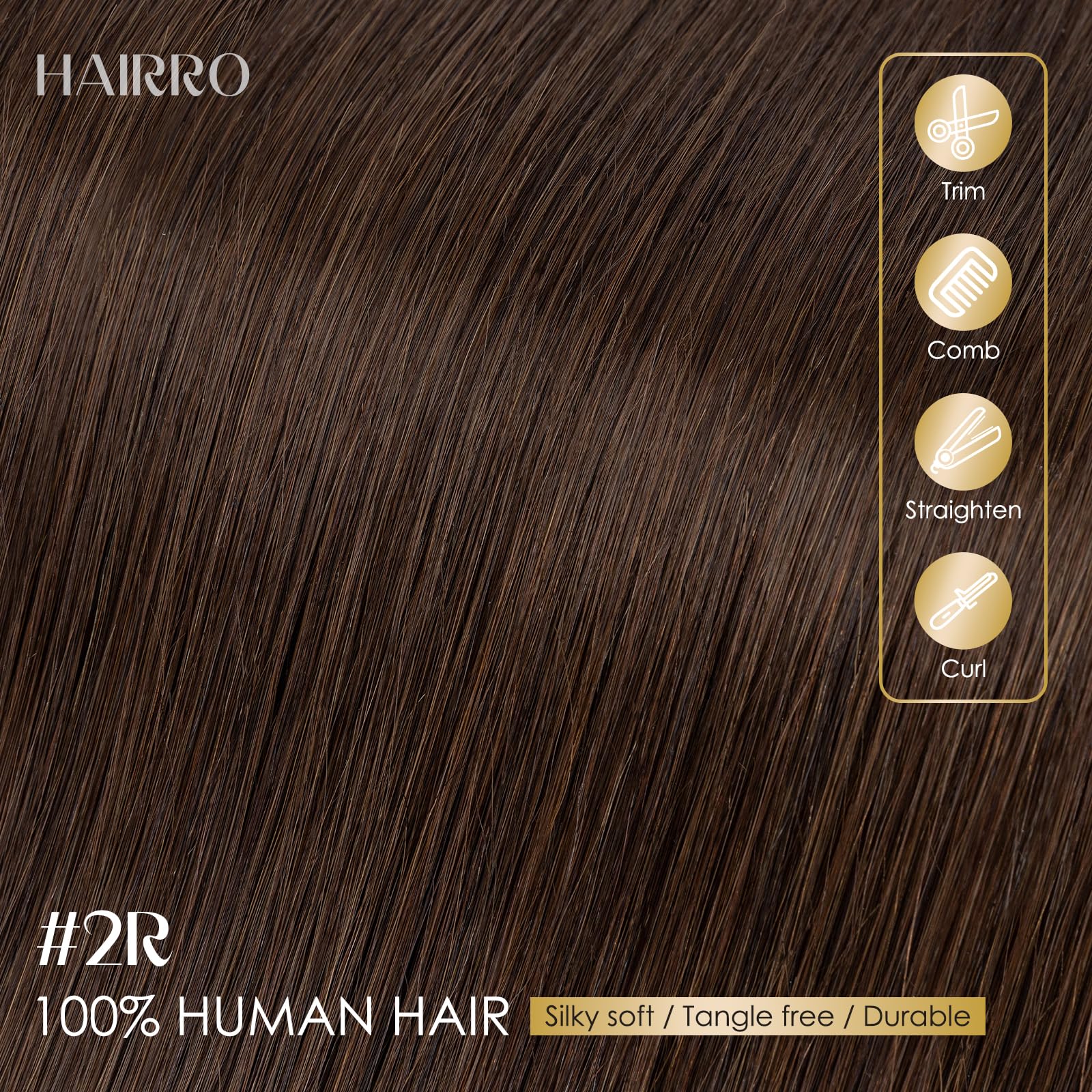 Hairro underside view of label and clip showing construction and durable clips