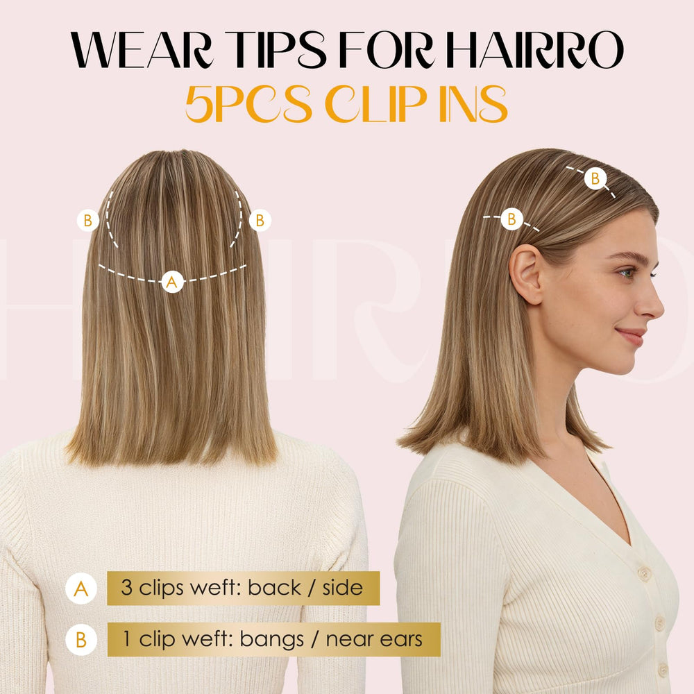 Hairro mini pieces clipped to base of ponytail creating thicker, polished look