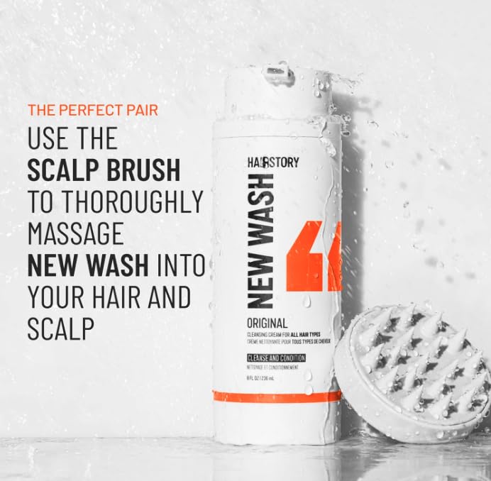 Hairstory New Wash in bathroom setting conveying everyday easy-use benefit