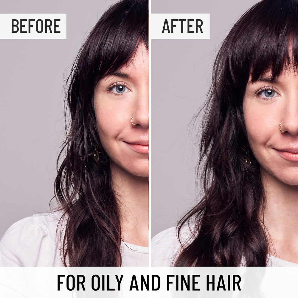 Hairstory results shot after drying showing lifted roots and added volume benefit
