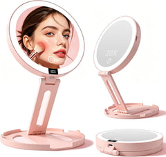 HAISSKY front view glossy pink mirror showing elegant design and stable base