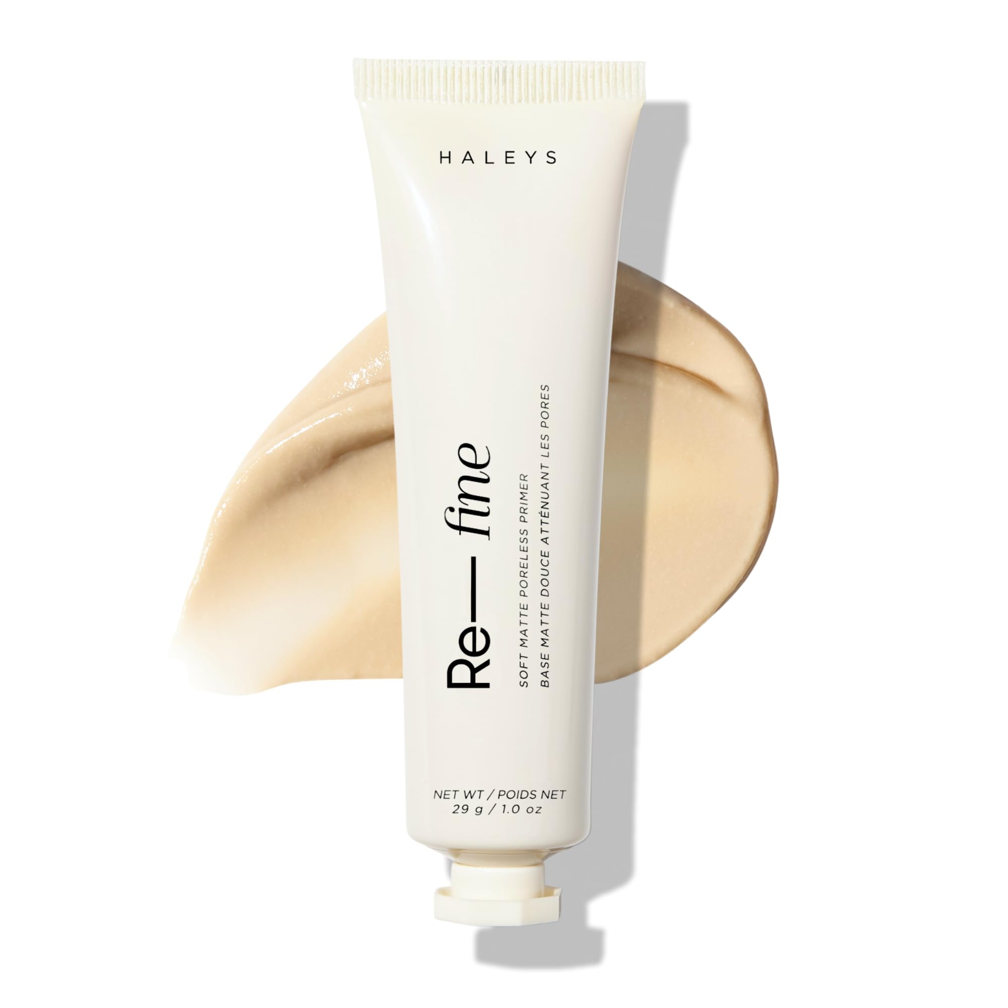 HALEYS front packaging showing compact primer bottle and label benefits