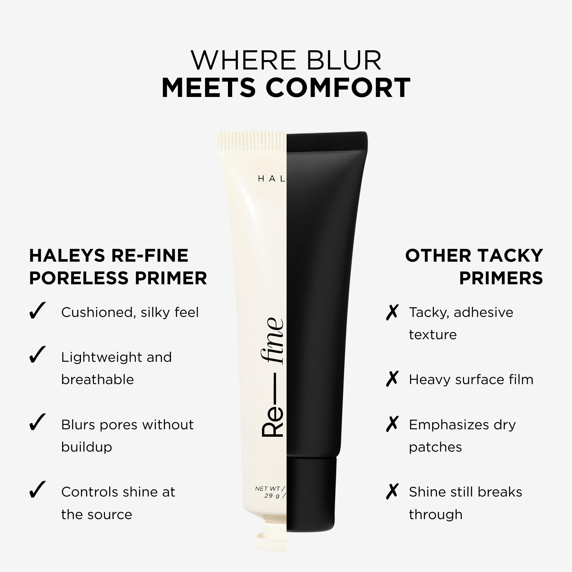 HALEYS primer in a makeup bag showing travel-friendly routine benefit