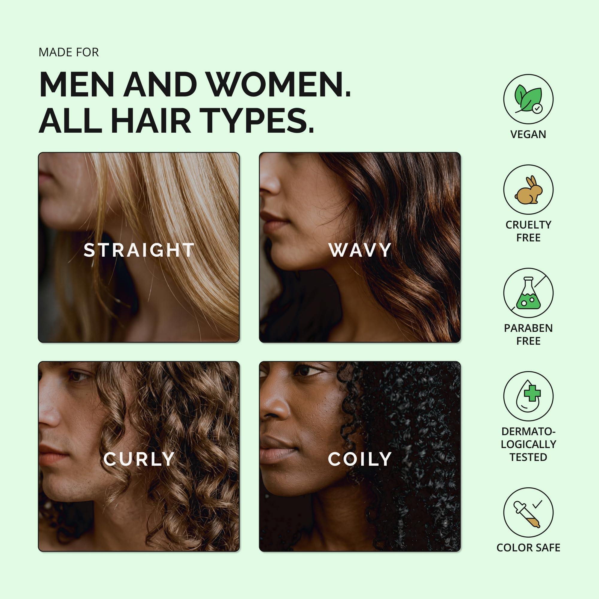 HALOGROW side label highlighting biotin and caffeine ingredients benefits