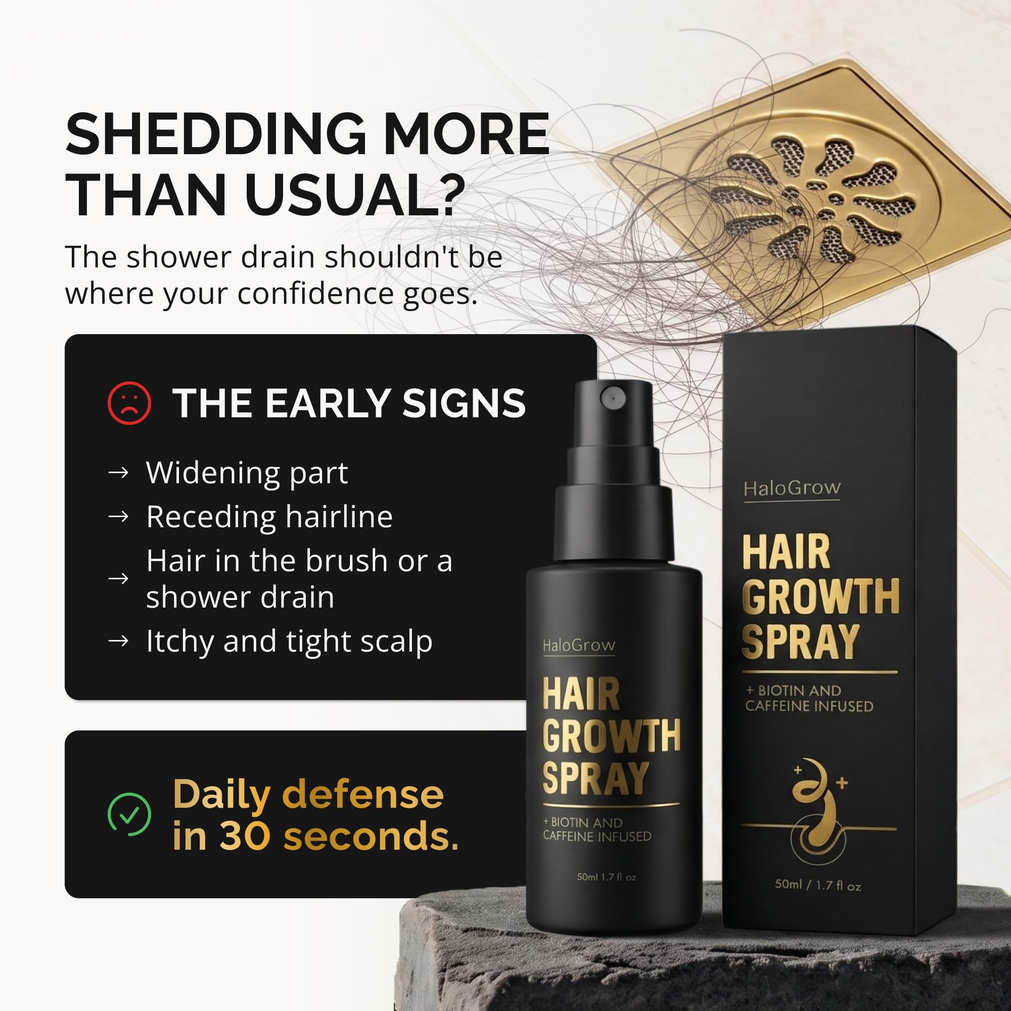HALOGROW serum texture droplet illustrating lightweight, non-greasy formula