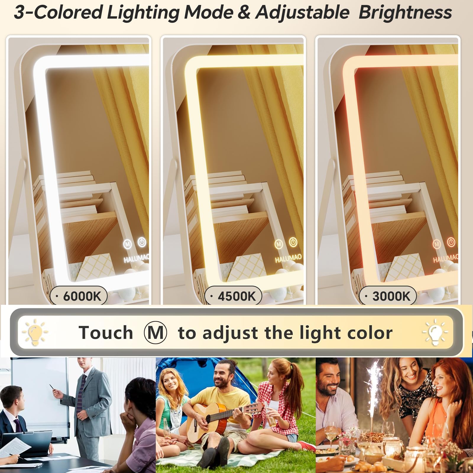 halumao touch control button detail enabling easy mode change and dimming benefit