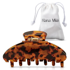 Hana Mia tortoiseshell clip front view showing glossy finish and style benefit