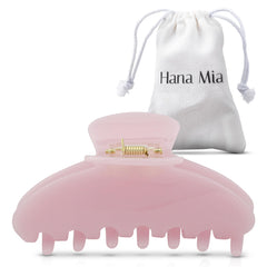 Hana Mia large pink claw clip front view shows clean glossy finish and gentle hold