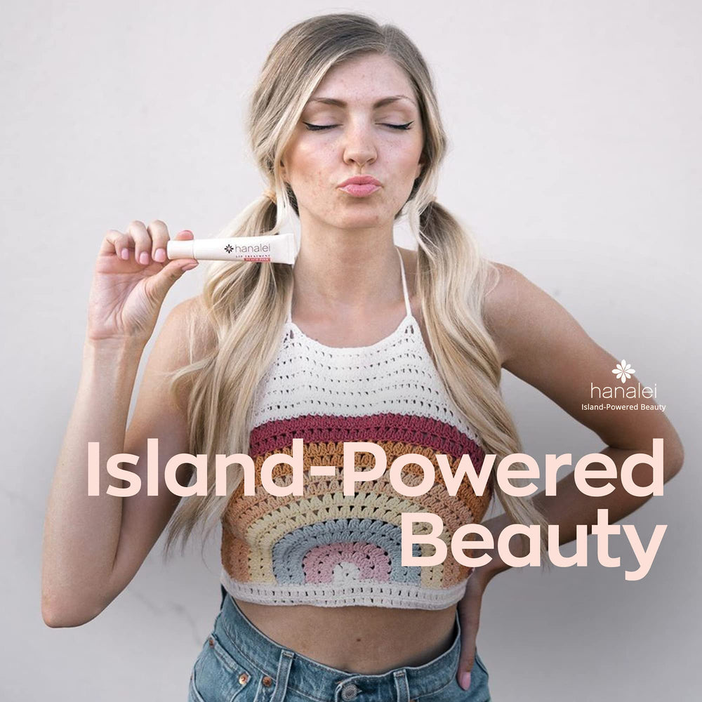 Hanalei ingredients flatlay with kukui nut showing natural origin