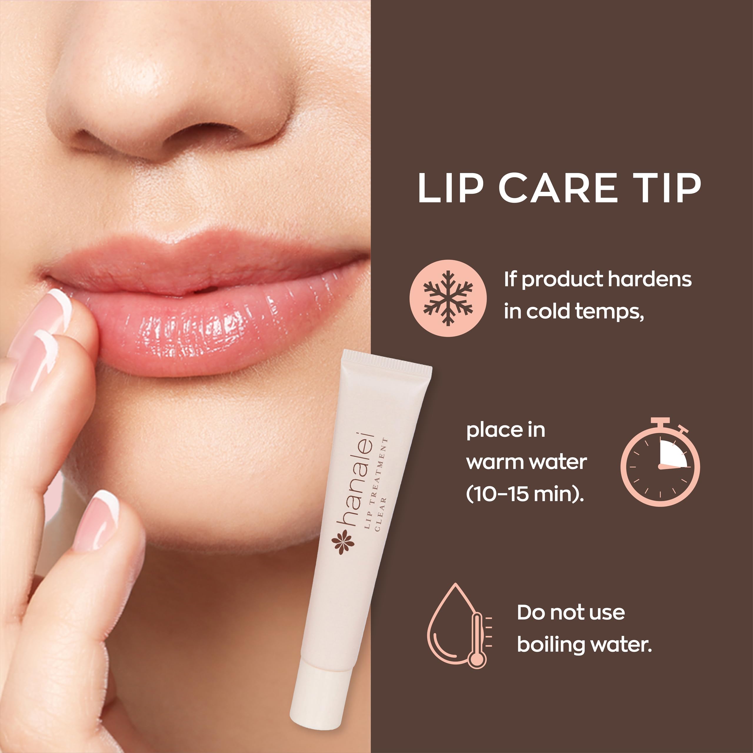 Hanalei before and after lips comparison showing visible hydration improvement