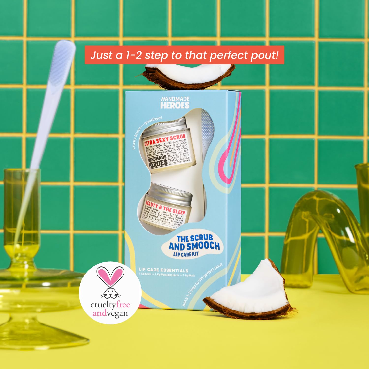 Handmade Heroes silicone applicator brush in hand, shows easy, mess-free application