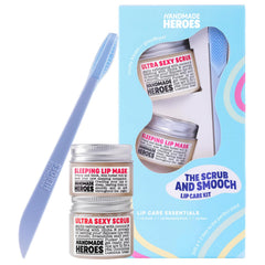 Handmade Heroes front packaging showing the coconut lip scrub and mask set, conveys natural care