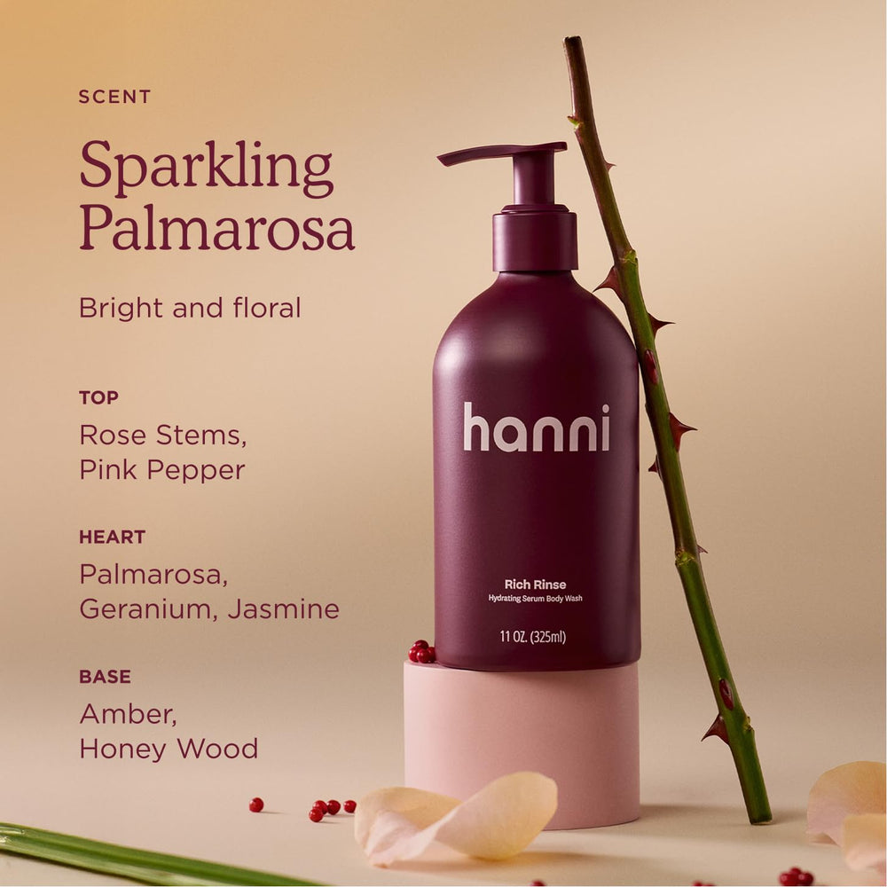 HANNI label close-up showing product name and 325 mL volume details