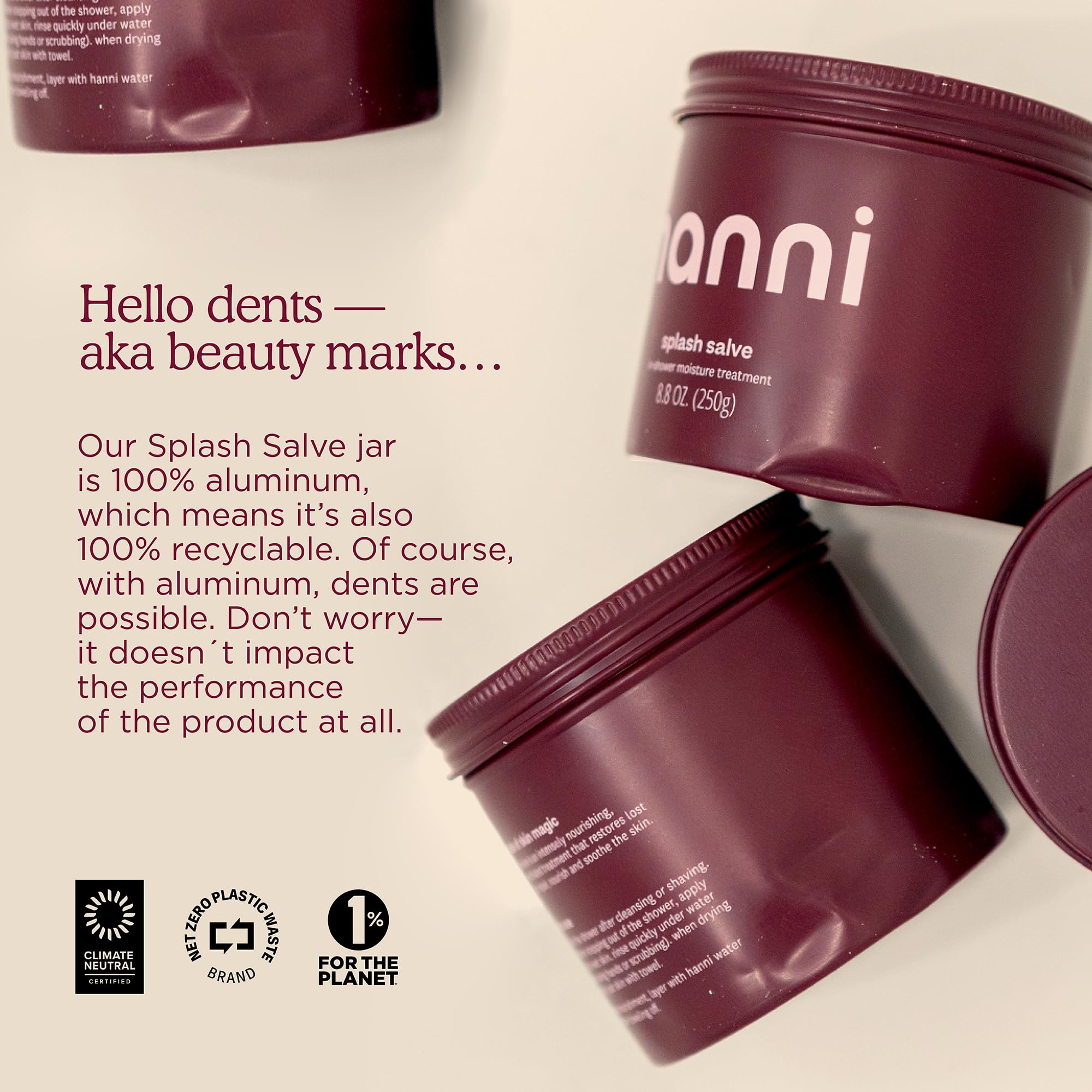 HANNI Splash Salve in a shower shelf lifestyle shot for daily routine use