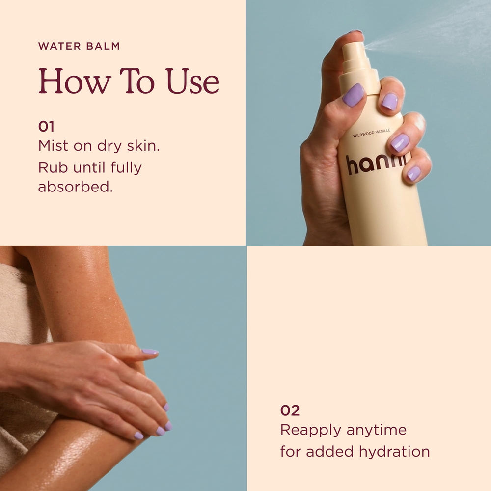 HANNI back label with ingredients list showing aloe, hyaluronic acid benefits