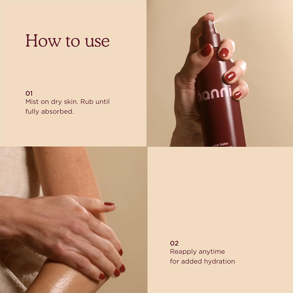HANNI back label ingredients list showing active moisturizing components