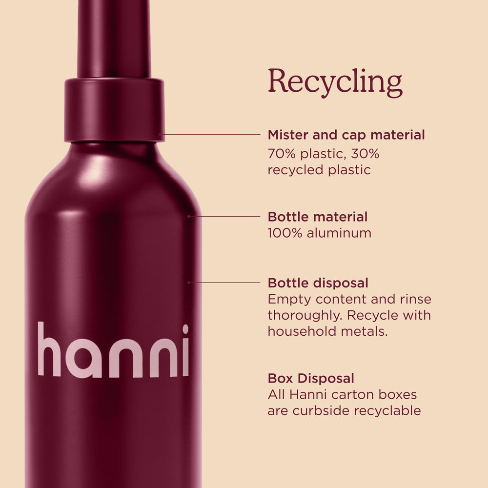 HANNI mist being applied to arm showing even coverage and absorption