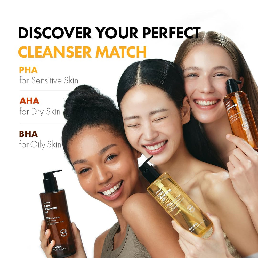 Hanskin on bathroom vanity in lifestyle scene promoting daily skincare routine
